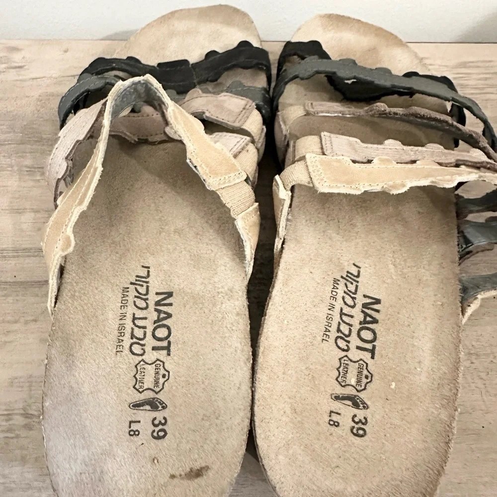 Naot Adina Cork Wedge Slide Sandals Womens Shoes size 9 summer boho neutral